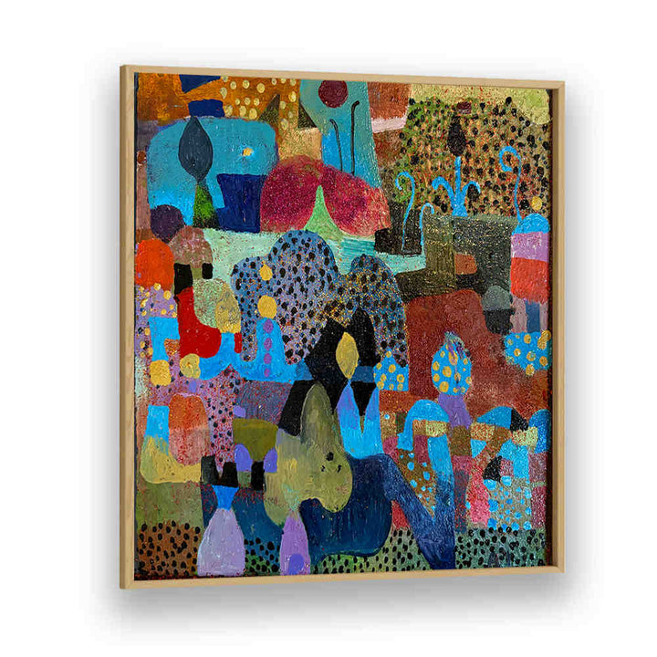 Oakwood Plain canvas THE VILLAGE , ABSTRACT PAINTINGS layered warm earth tones, textured abstract communal landscape