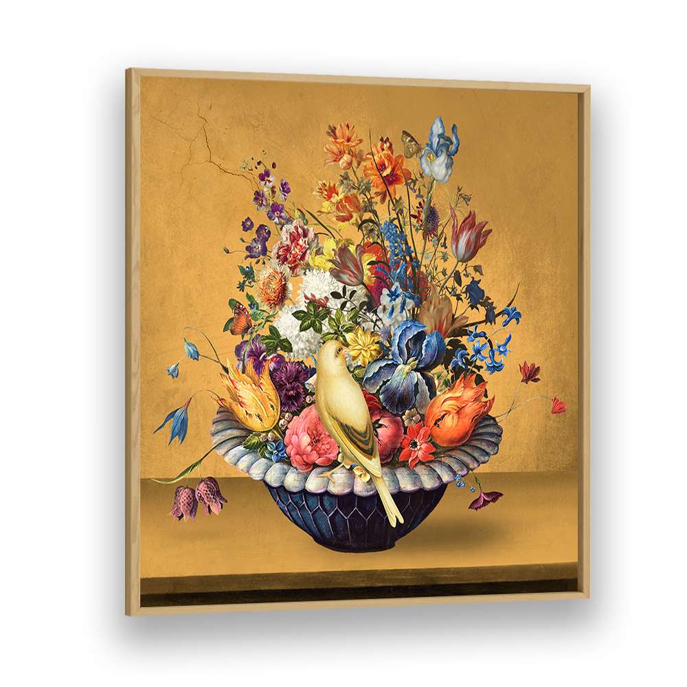 VIBRANT FLOWERS WITH BIRD