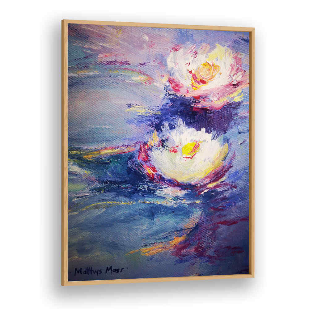 WATER LILIES , FLORAL FLOWER PAINTINGS