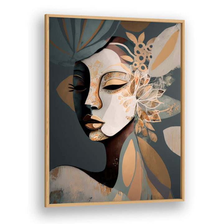 WOMAN FACE PORTRAIT WITH FLORAL ELEMENTS III , PORTRAITS & FIGURATIVE ILLUSTRATIONS