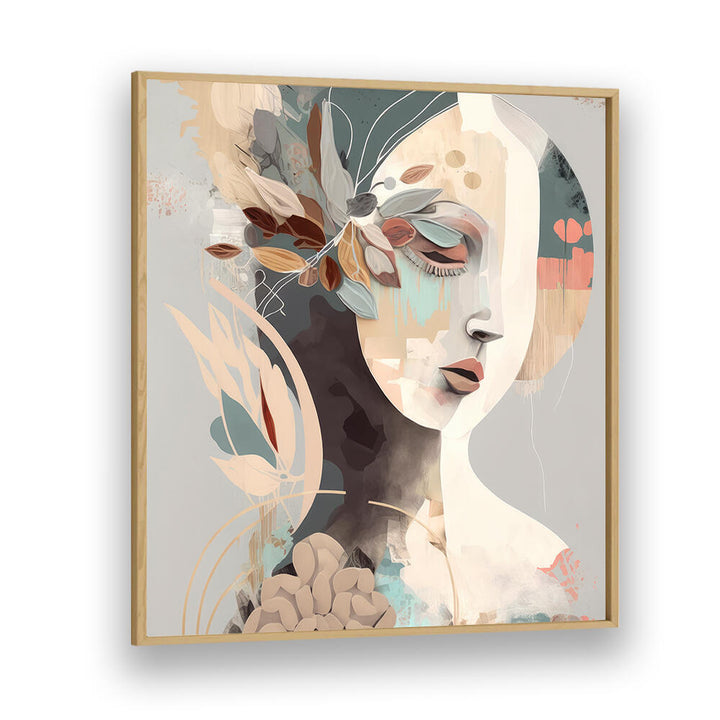 WOMAN FACE PORTRAIT WITH FLORAL ELEMENTS , PORTRAITS & FIGURATIVE ILLUSTRATIONS