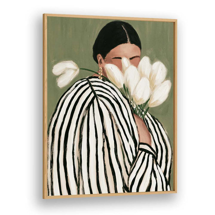 STRIPED WOMAN WITH TULIPS