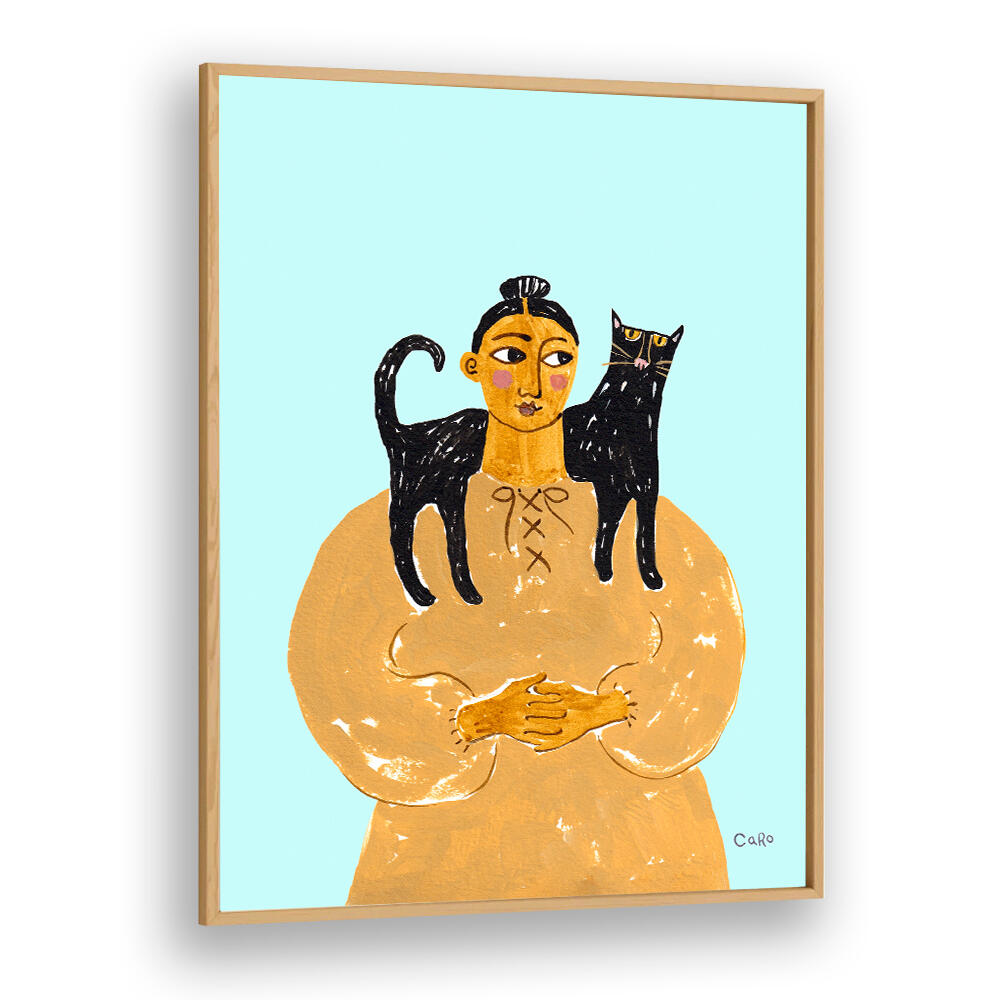 WOMAN WITH CAT , PORTRAITS & FIGURATIVE ILLUSTRATIONS