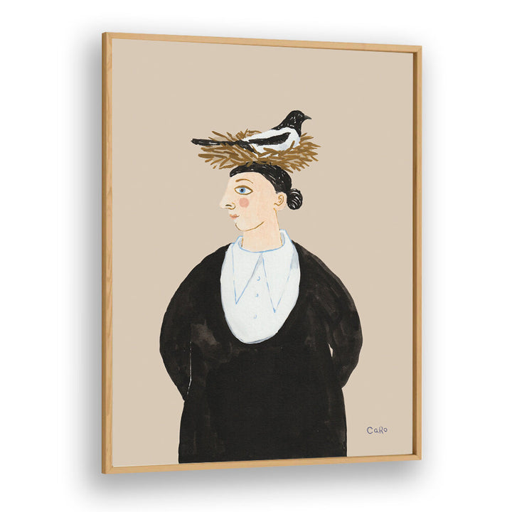 WOMAN WITH MAGPIE , PORTRAITS & FIGURATIVE ILLUSTRATIONS