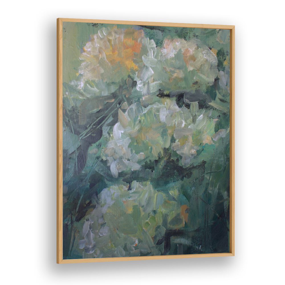 Vibrant hydrangea flowers in abstract style, perfect for elevating your space with stunning art pieces. HYDRANGEA FLOWERS, ABSTRACT PAINTINGS.