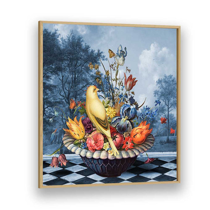 YELLOW BIRD FLORAL STILL LIFE
