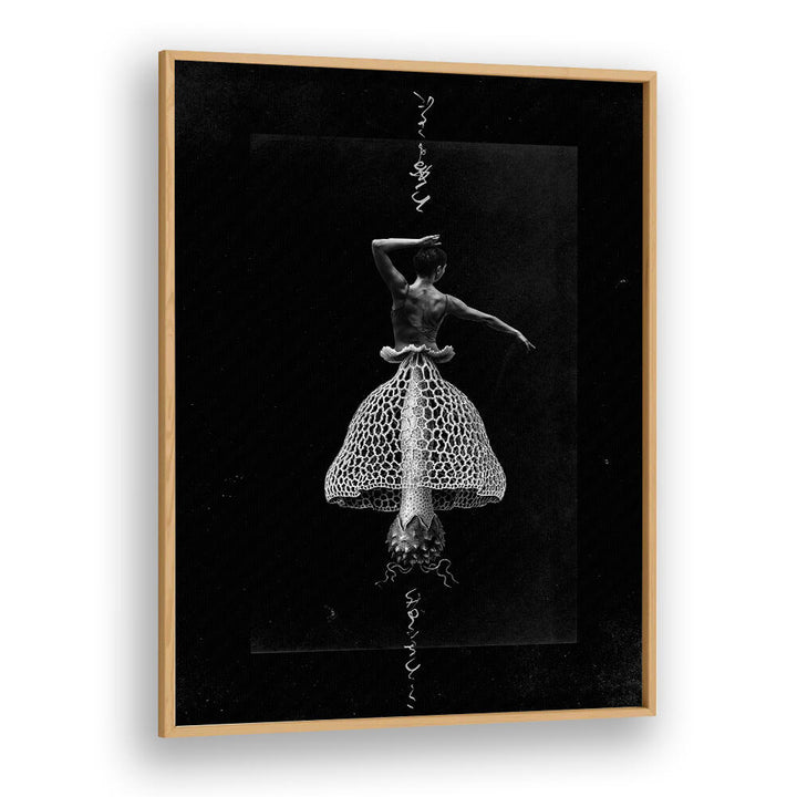 Elegant dancer in a surreal dress, showcasing DANCE WITH ME, SURREAL ART PRINTS for your artistic space.