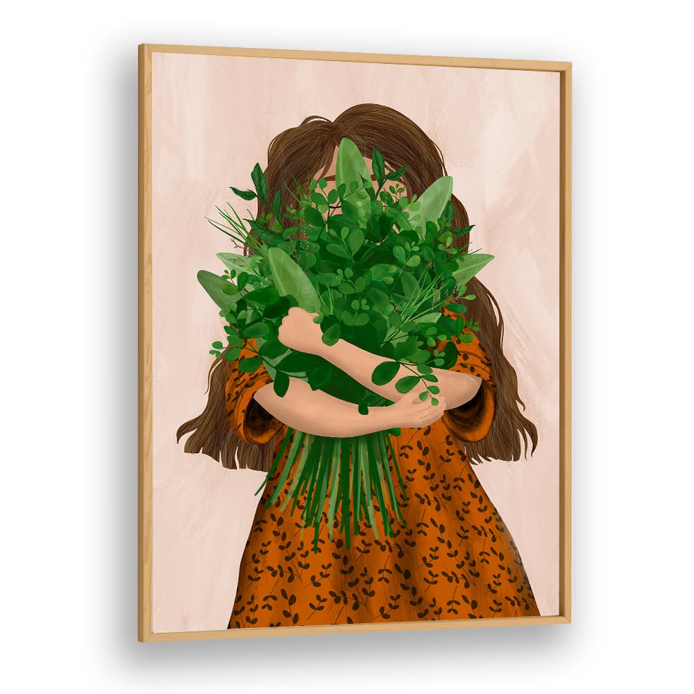 Whimsical GIRL WITH POSY, KIDS ROOM PAINTINGS to brighten up your child's space with nature's charm.