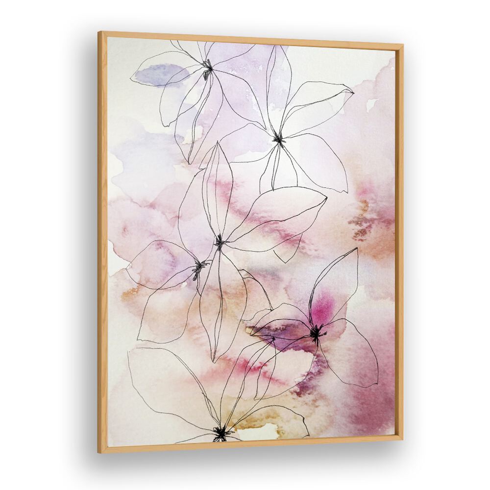 Delicate watercolor design of flowers in soft hues, featured in WHISPER PETALS I, FLORAL FLOWER PAINTINGS collection.