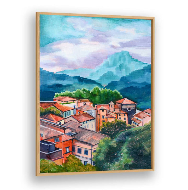 VILLAGE IN THE MOUNTAINS , LANDSCAPE PAINTINGS