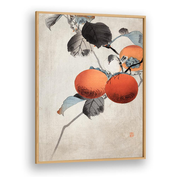 NUTHATCHER ATOP PERSIMMONS (CA. 1910)  , JAPANESE PAINTINGS , JAPANESE ART PRINTS