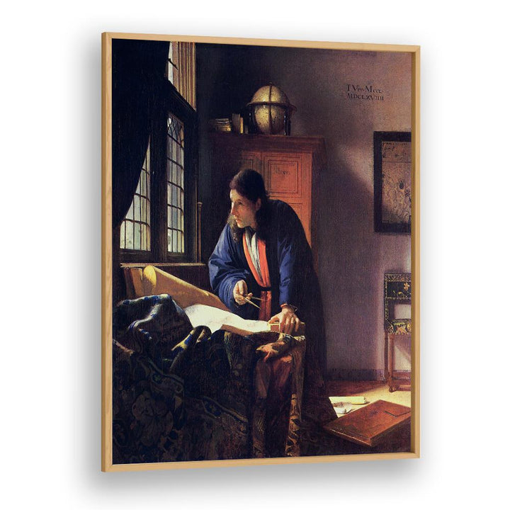 THE GEOGRAPHER (1669) FAMOUS PAINTING BY JOHANNES VERMEER, VINTAGE PAINTINGS