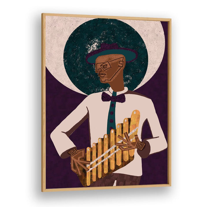 Colorful MUSICIAN GUY VI, MOVIE POSTERS design featuring a musician with a pan flute, perfect for art lovers and performers.