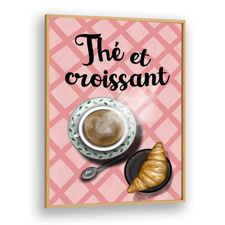 Art print featuring a cup of tea and croissant, perfect for THE ET CROISSANT, BAR ambiance.