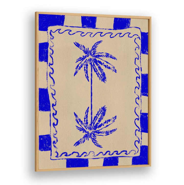 Bright blue COASTAL CHARM, BEACH PAINTINGS featuring palm trees, perfect for enhancing your home decor.