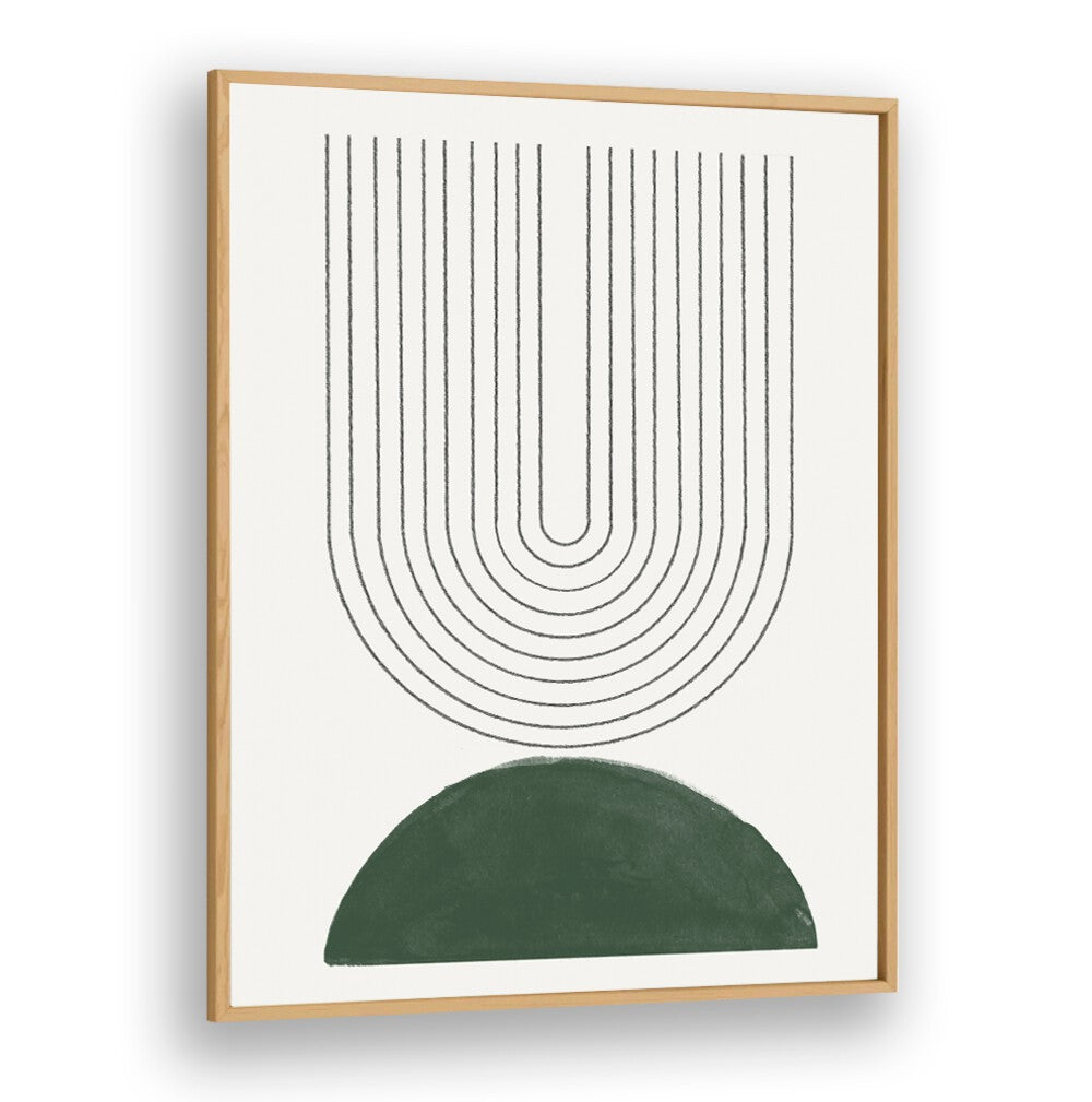 Stylish GREEN MODERN NO.5, GEOMETRIC ART PRINTS featuring an abstract design, perfect for mid-century modern spaces.