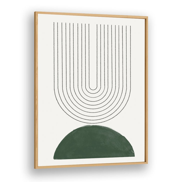 Stylish GREEN MODERN NO.5, GEOMETRIC ART PRINTS featuring an abstract design, perfect for mid-century modern spaces.