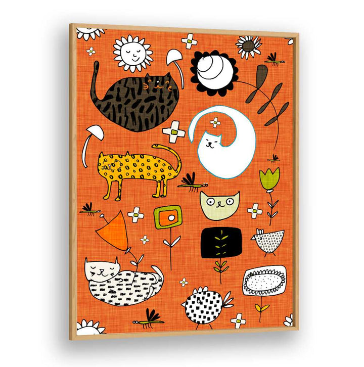 Bright and playful SPRING CAT ORANGE, KIDS ROOM PAINTINGS, perfect for adding fun to any child's space.
