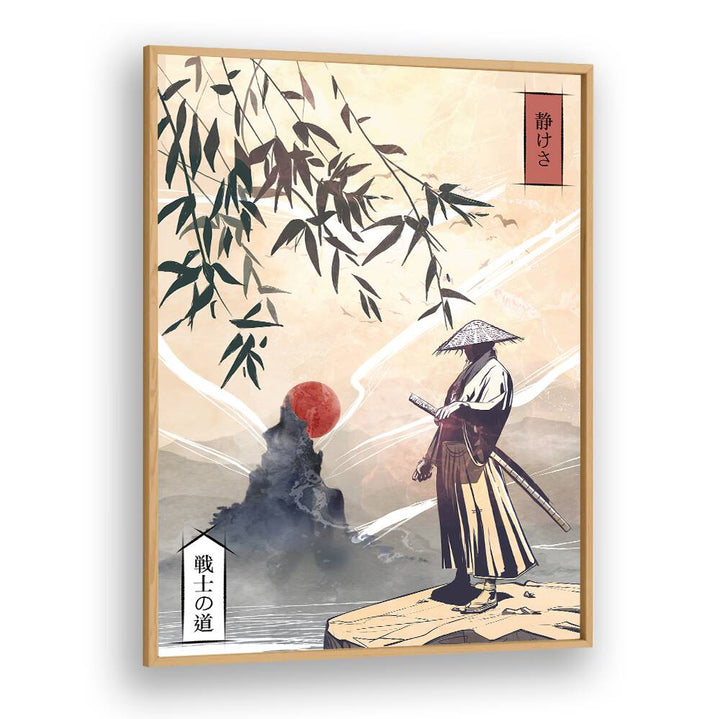 KODOKU, JAPANESE PAINTINGS feature a serene samurai silhouette against a vibrant sunset, perfect for enhancing any space.