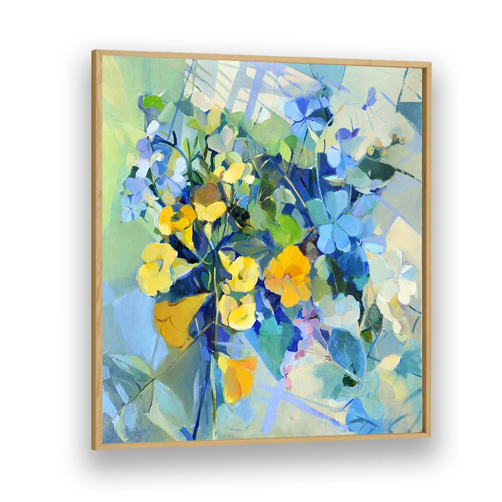 Vibrant WELLOW OIL, ABSTRACT PAINTINGS featuring colorful blooms in a modern design, perfect for any art lover's space.