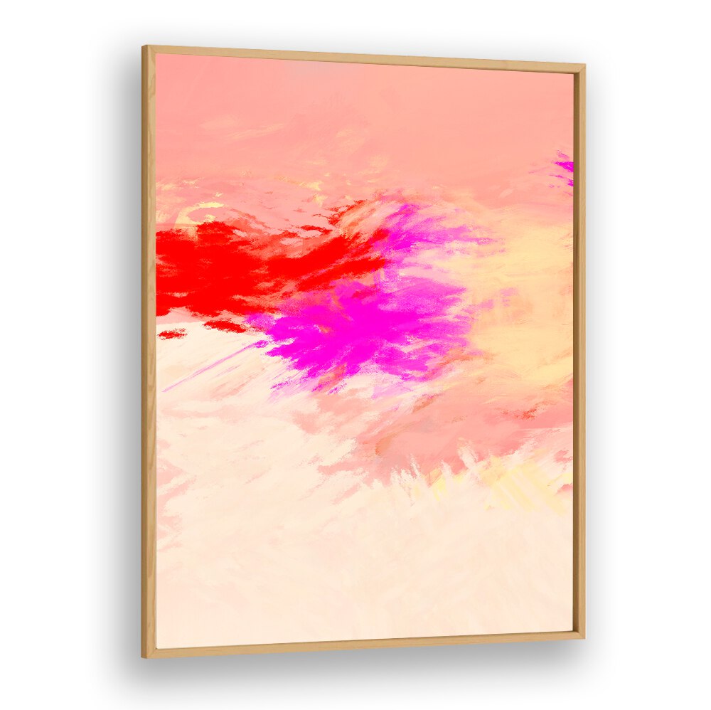 Bright and vibrant TORRID DAY I, ABSTRACT PAINTINGS showcasing bold reds and pinks, perfect for modern decor.