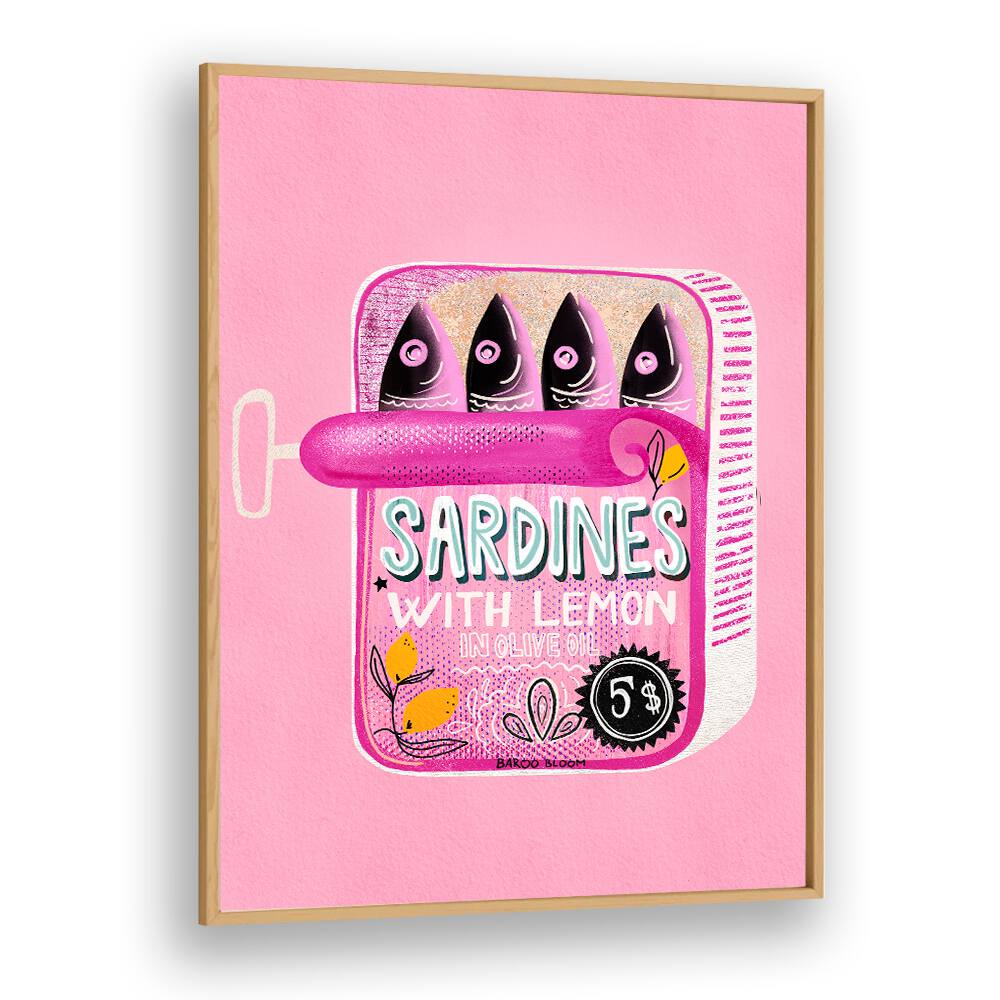 SARDINES TIN CAN PINK BY BAROO BLOOM , WALL ART PRINTS