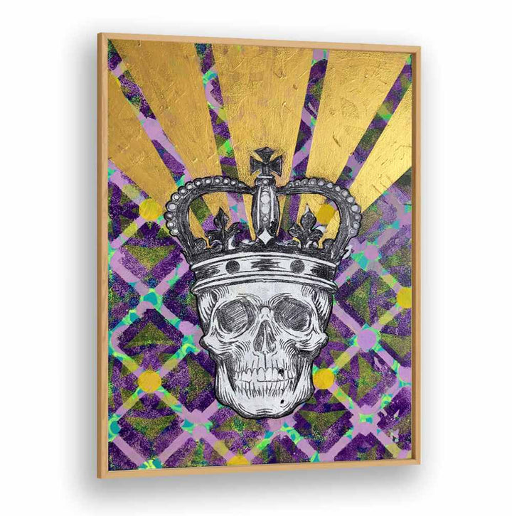 Vibrant MEMENTO MORI 4.0, POP ART PAINTINGS featuring a crowned skull, blending art with profound philosophy.