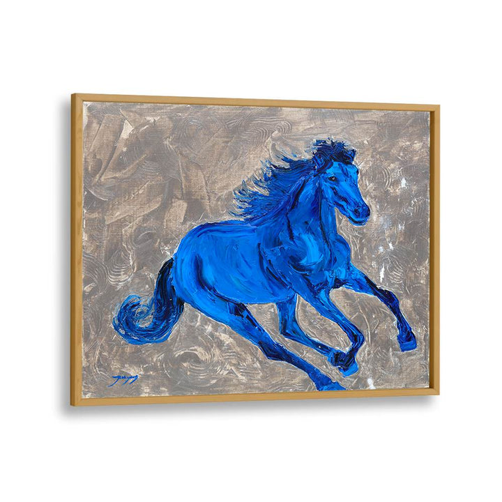 Vibrant BLUE HORSE , ANIMAL PAINTINGS on textured background, perfect for enhancing your art collection.
