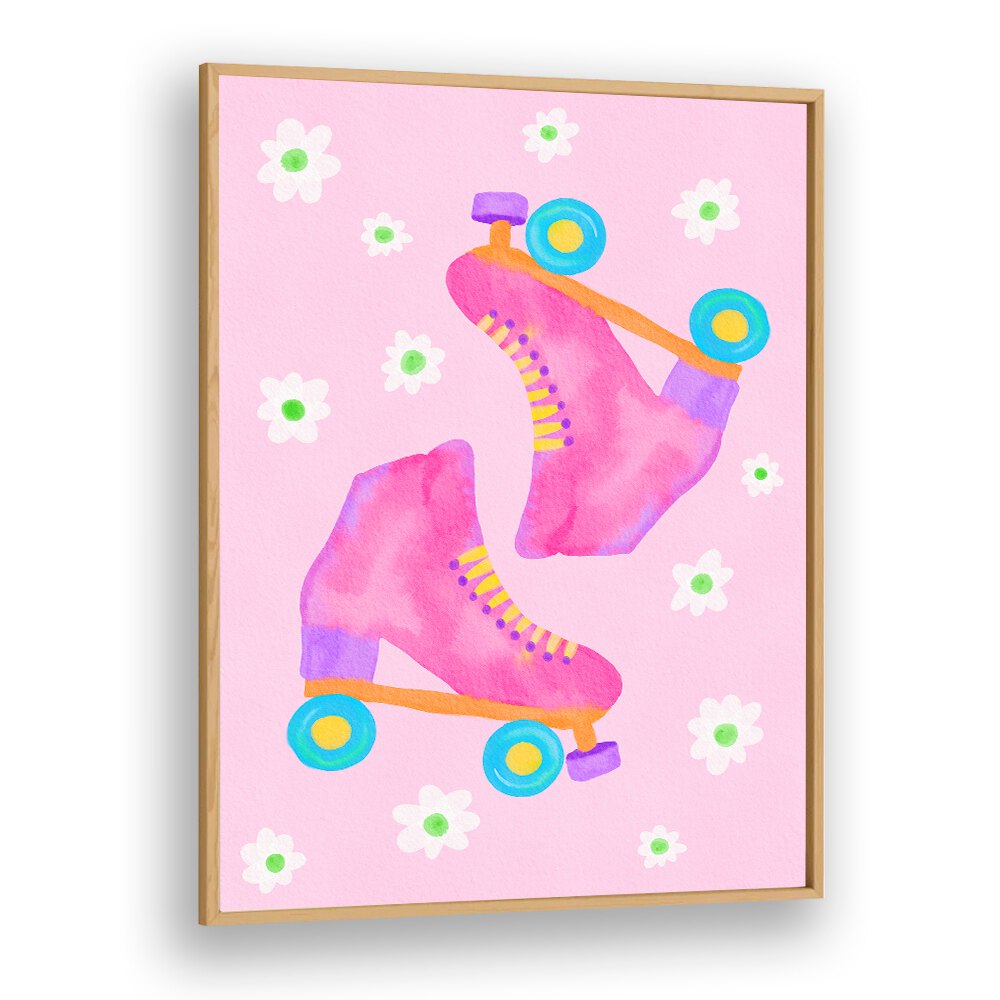 ROLLER SKATES PINK BY BAROO BLOOM , WALL ART PRINTS