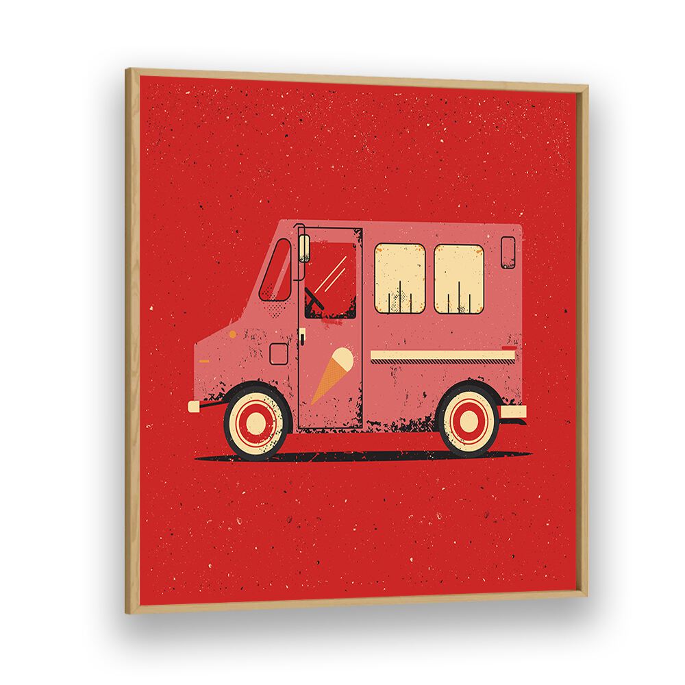 Colorful illustration of an ice cream truck, perfect for kids room paintings, capturing joy in every detail.