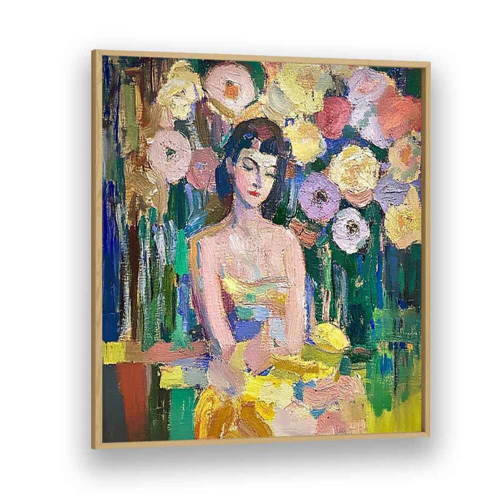 Stunning WOMAN WITH FLOWERS artwork showcasing femininity and elegance, perfect for any art lover's collection.