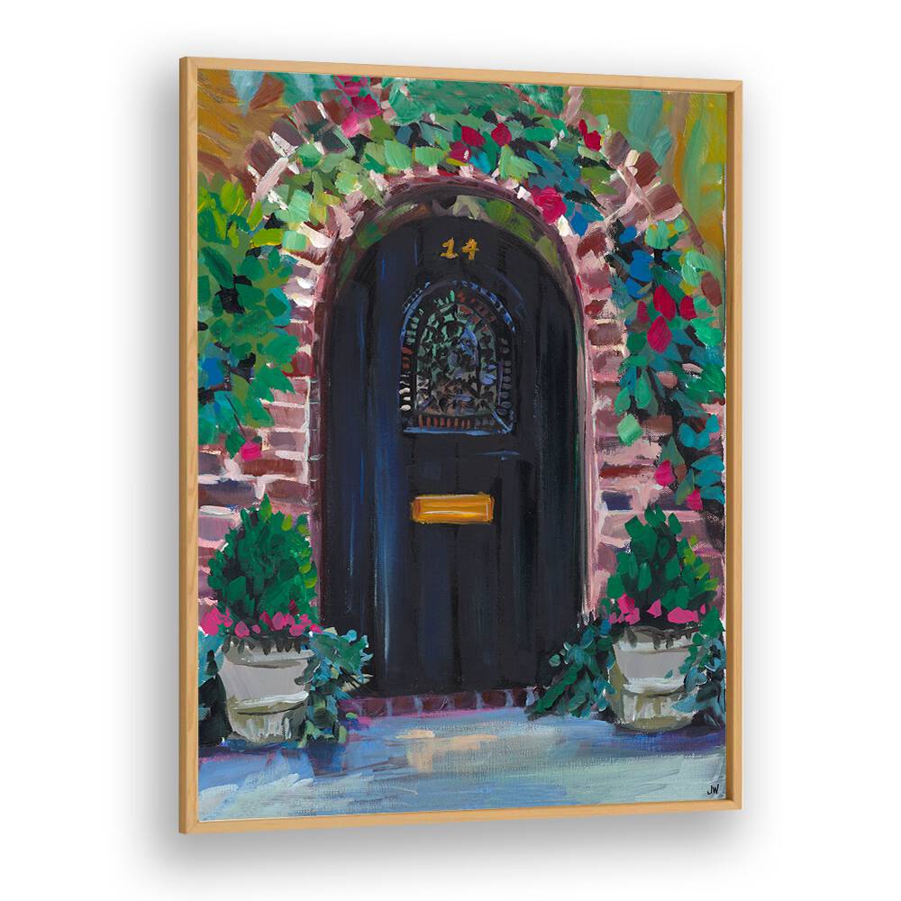 Black door adorned with vibrant floral accents, perfect for enhancing any room. Explore BLACK DOOR, FLORAL FLOWER PAINTINGS.