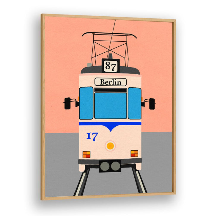 Colorful BERLIN TRAM, CAR POSTERS feature a vintage tram design, perfect for urban decor enthusiasts.