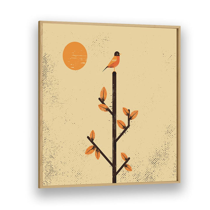 Stylish bird perched on a branch, part of THE MIGRATION, ANIMAL PAINTINGS collection for modern decor.