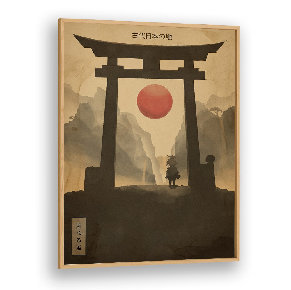 Elegant FLOWING PATH, JAPANESE PAINTINGS artwork featuring serene landscapes, perfect for home or outdoor decor.