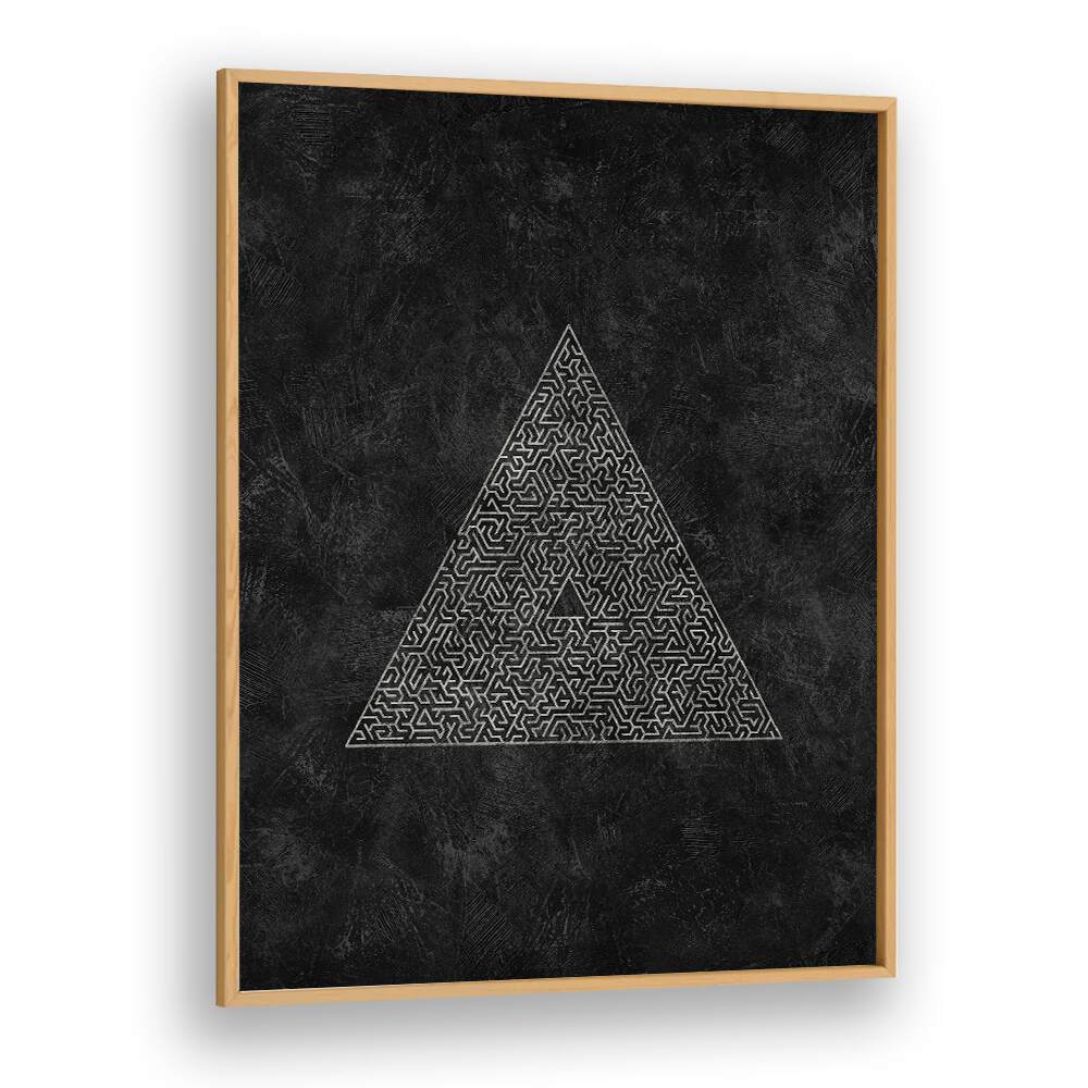 Stunning PYRAMID MAZE ESCAPE, GEOMETRIC ART PRINTS featuring intricate maze patterns on a dark background. Perfect for modern decor.