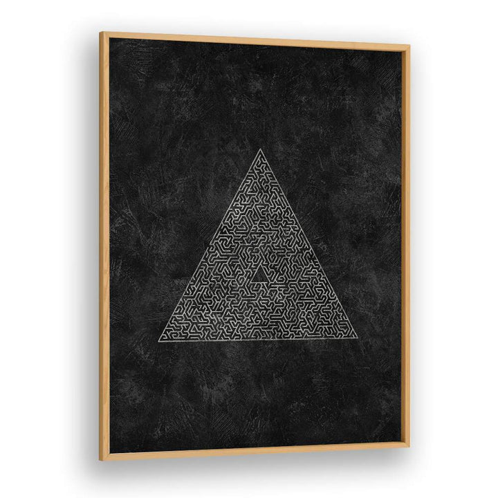 Stunning PYRAMID MAZE ESCAPE, GEOMETRIC ART PRINTS featuring intricate maze patterns on a dark background. Perfect for modern decor.