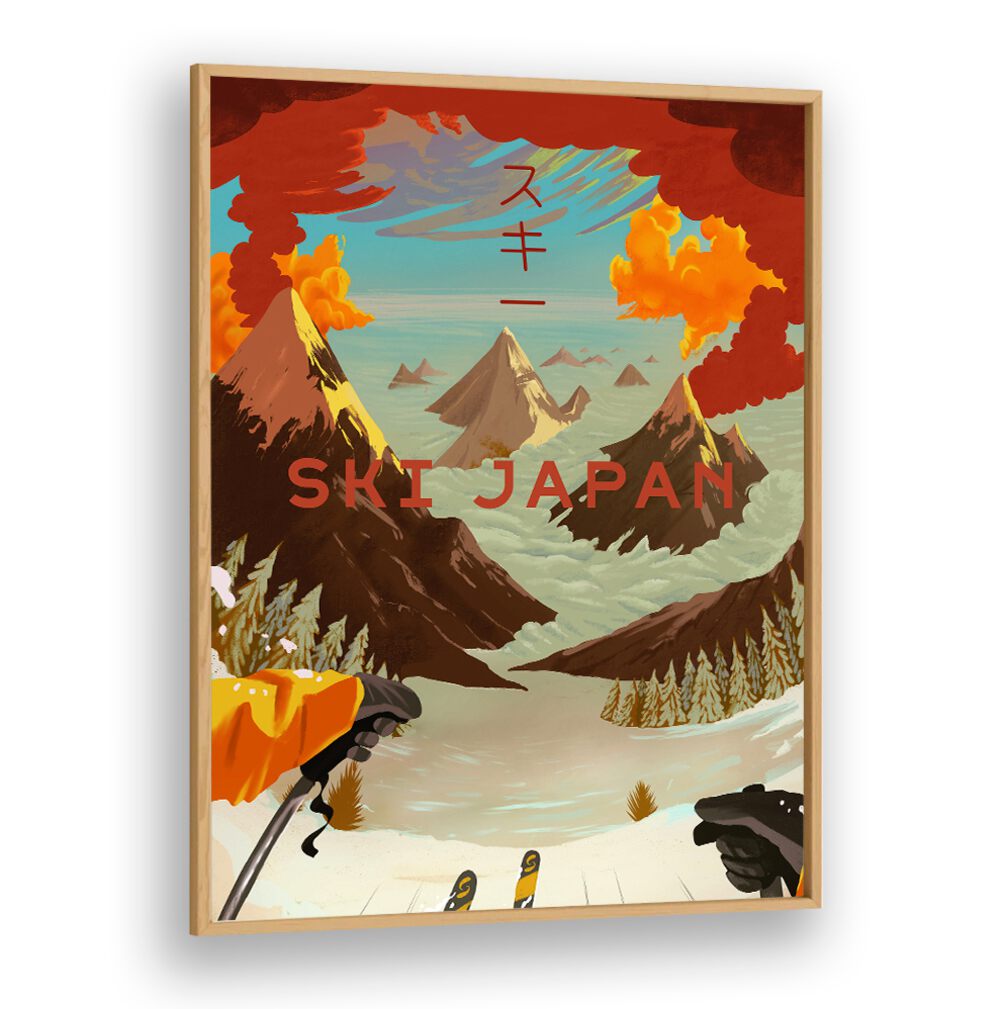 Stunning SKI JAPAN, JAPANESE PAINTINGS artwork showcasing vibrant slopes and winter adventure. Perfect for ski enthusiasts!