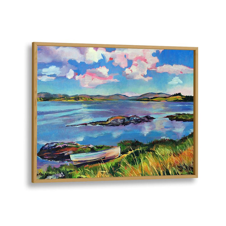 BOAT ON THE LAKE , BEACH PAINTINGS
