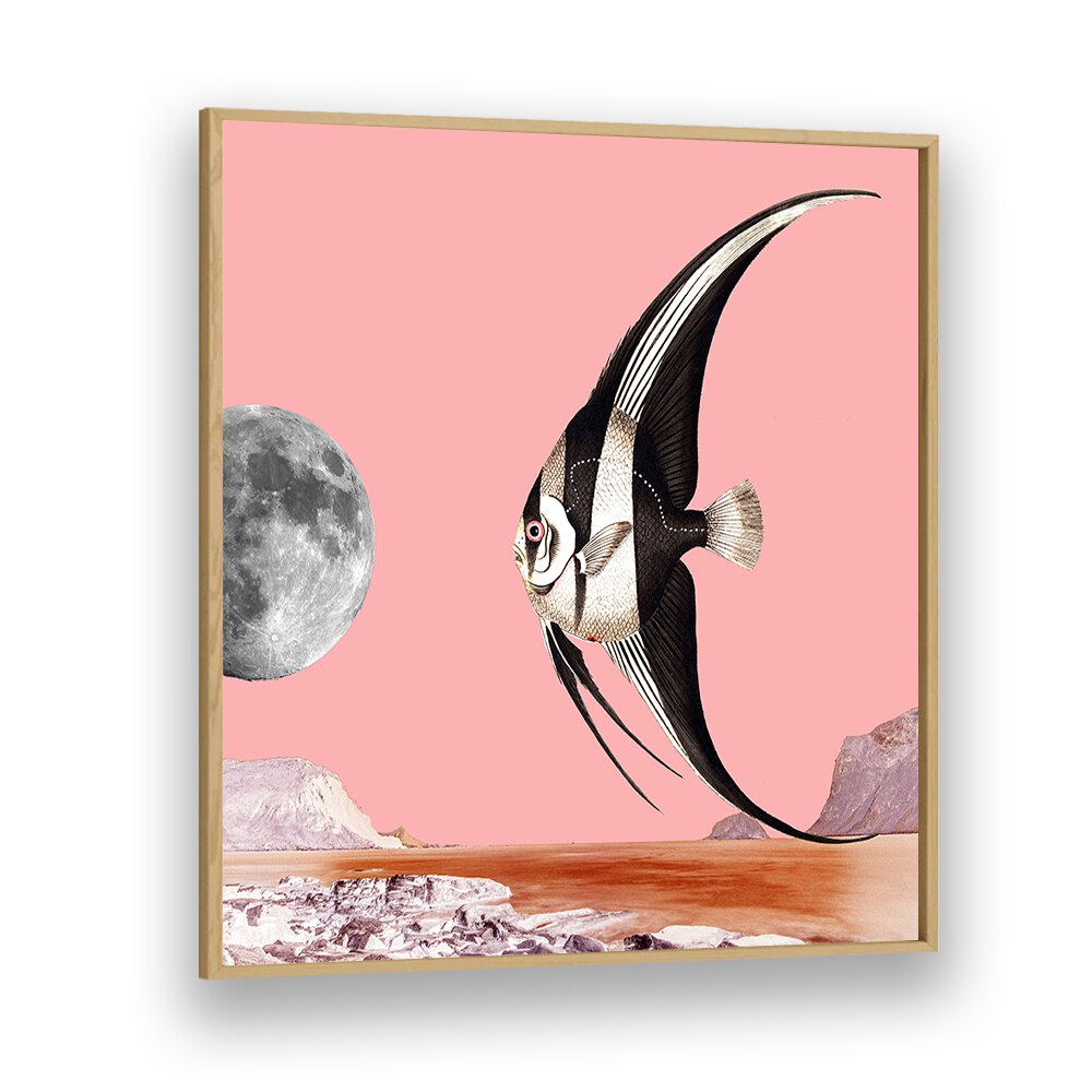 Whimsical PLENTY OF FISH, BEACH PAINTINGS featuring a vibrant fish against a pink backdrop, perfect for coastal decor.