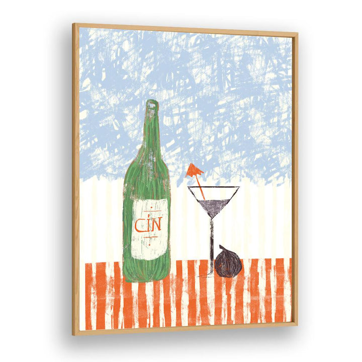 CIN CIN IV Kitchen Posters feature a vibrant gin bottle and cocktail, perfect for modern culinary spaces.