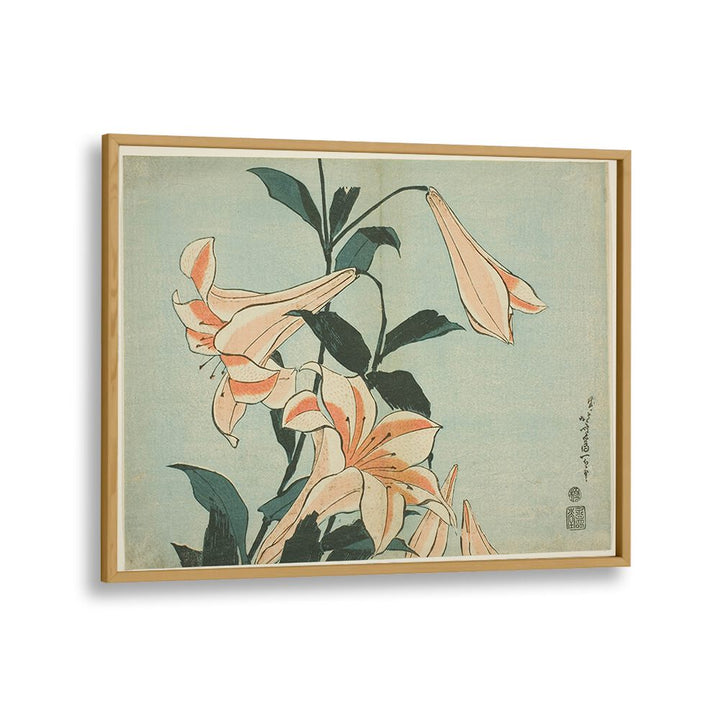 HOKUSAI'S LILIES , VINTAGE PAINTINGS