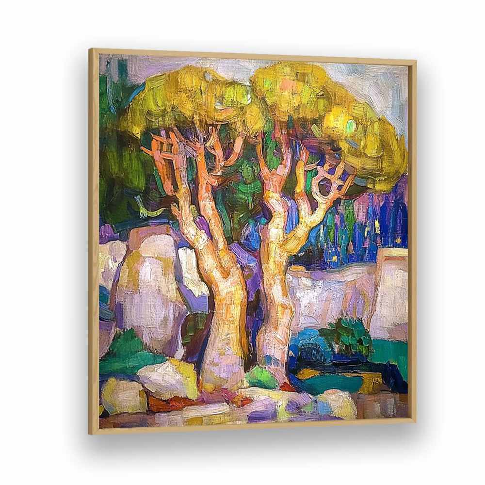 Vibrant artwork titled TREES BY THE SEA MALLORCA, capturing coastal elegance for your home décor.