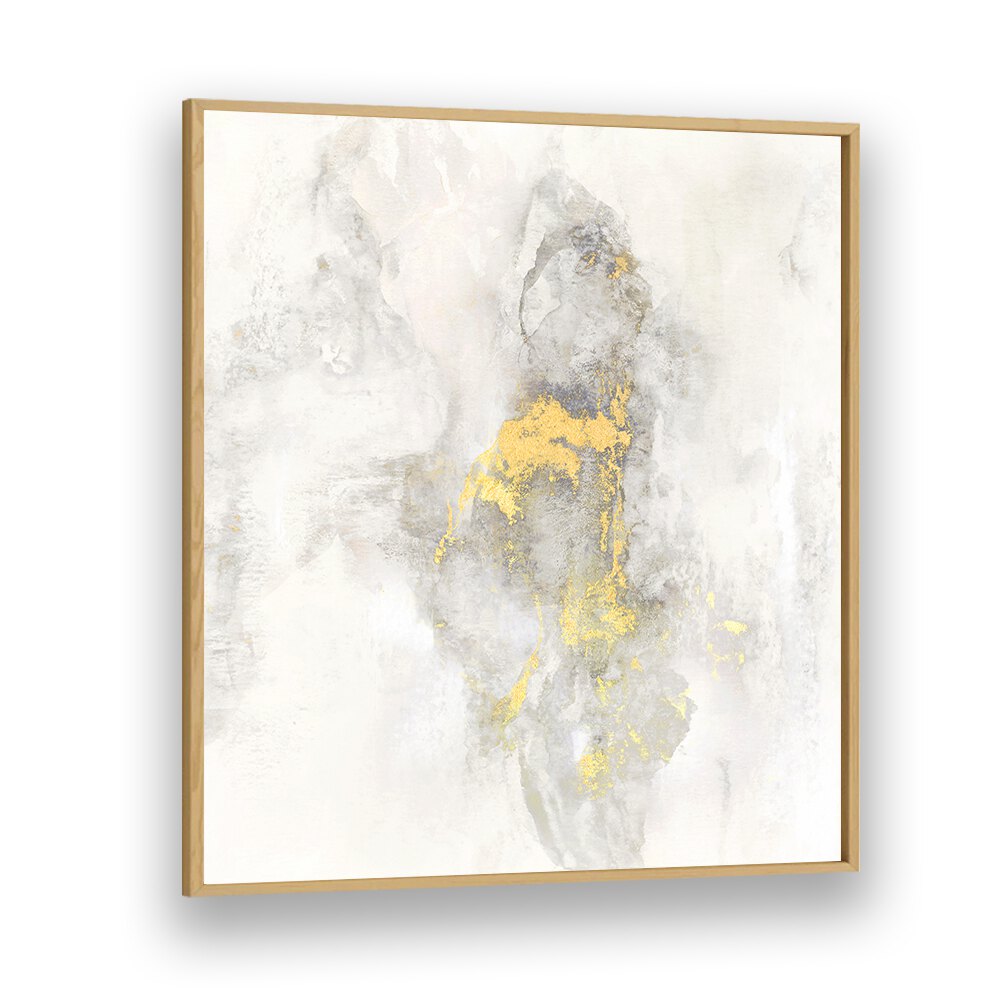 Elegant abstract painting "YOSEMITE FALLS I" features soft tones and golden accents, perfect for modern decor.