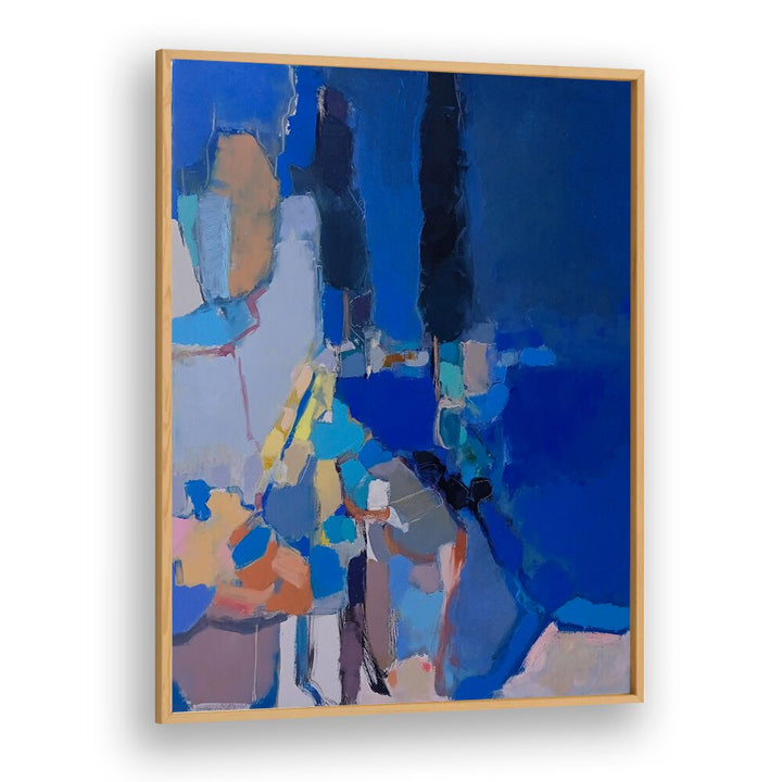 Vibrant BLUE BLUE DAY, ABSTRACT PAINTINGS showcasing rich blues and dynamic shapes, perfect for enhancing any space.