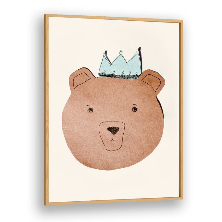 Charming LITTLE BEAR , KIDS ROOM PAINTINGS featuring a bear with a crown, perfect for kids' room decor.