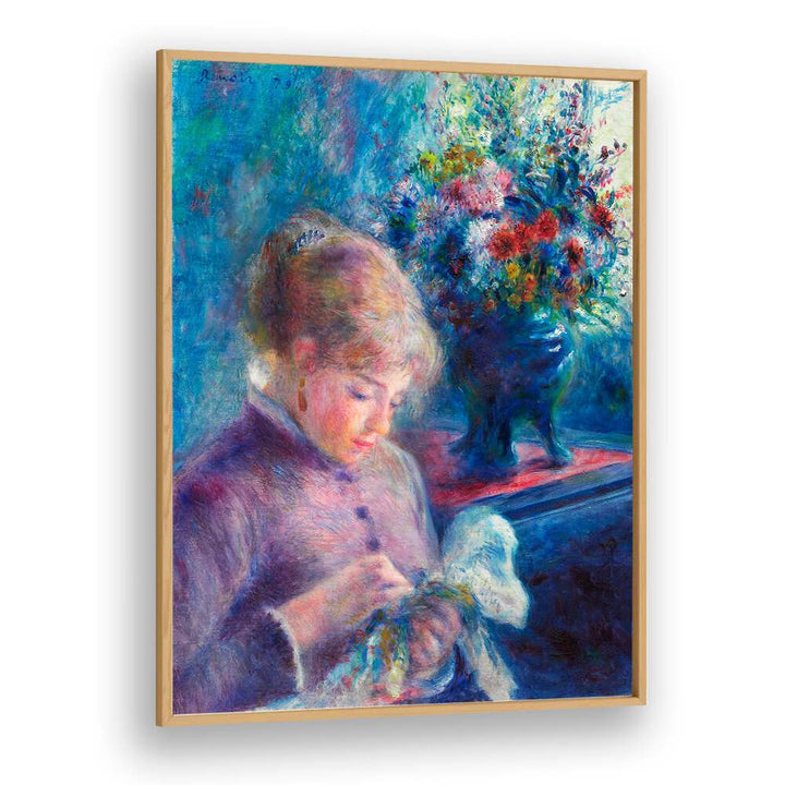 YOUNG WOMAN SEWING (1879) , VINTAGE PAINTINGS