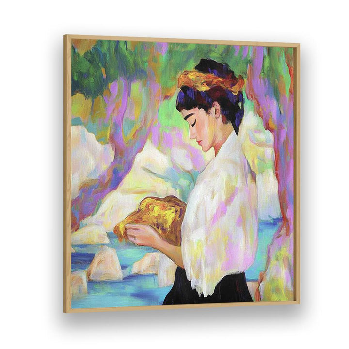 Captivating WOMAN WITH A ROCK sculpture showcasing strength and beauty, perfect for modern art enthusiasts.