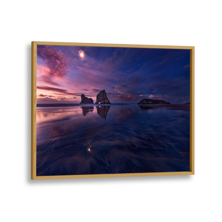 Stunning twilight at Golden Bay captured in GOLDEN BAY WHEN NIGHT FALLS, PHOTOGRAPHY PRINTS for your serene space.