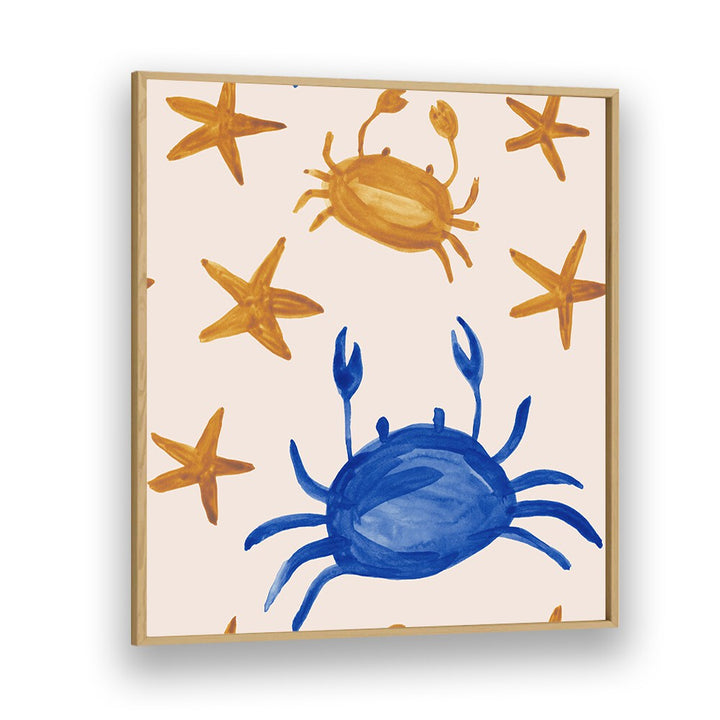 Vibrant WATERCOLOUR TILE XI, KIDS ROOM PAINTINGS featuring crabs and starfish, perfect for beach-themed decor.